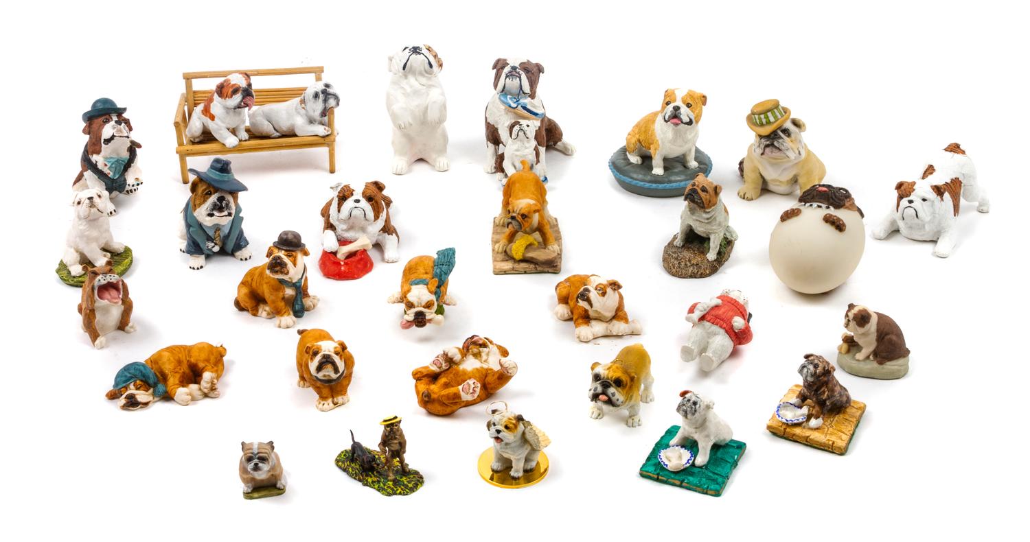 A Group of Twenty-Eight Bulldog Figures Width of widest 4 5/8 inches.