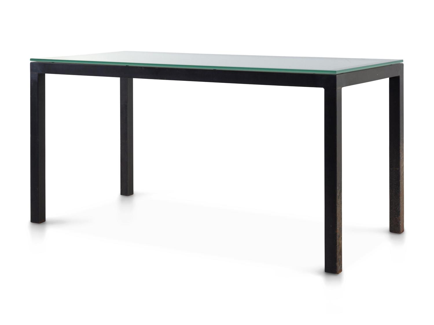 A Contemporary Glass-Top Metal Desk