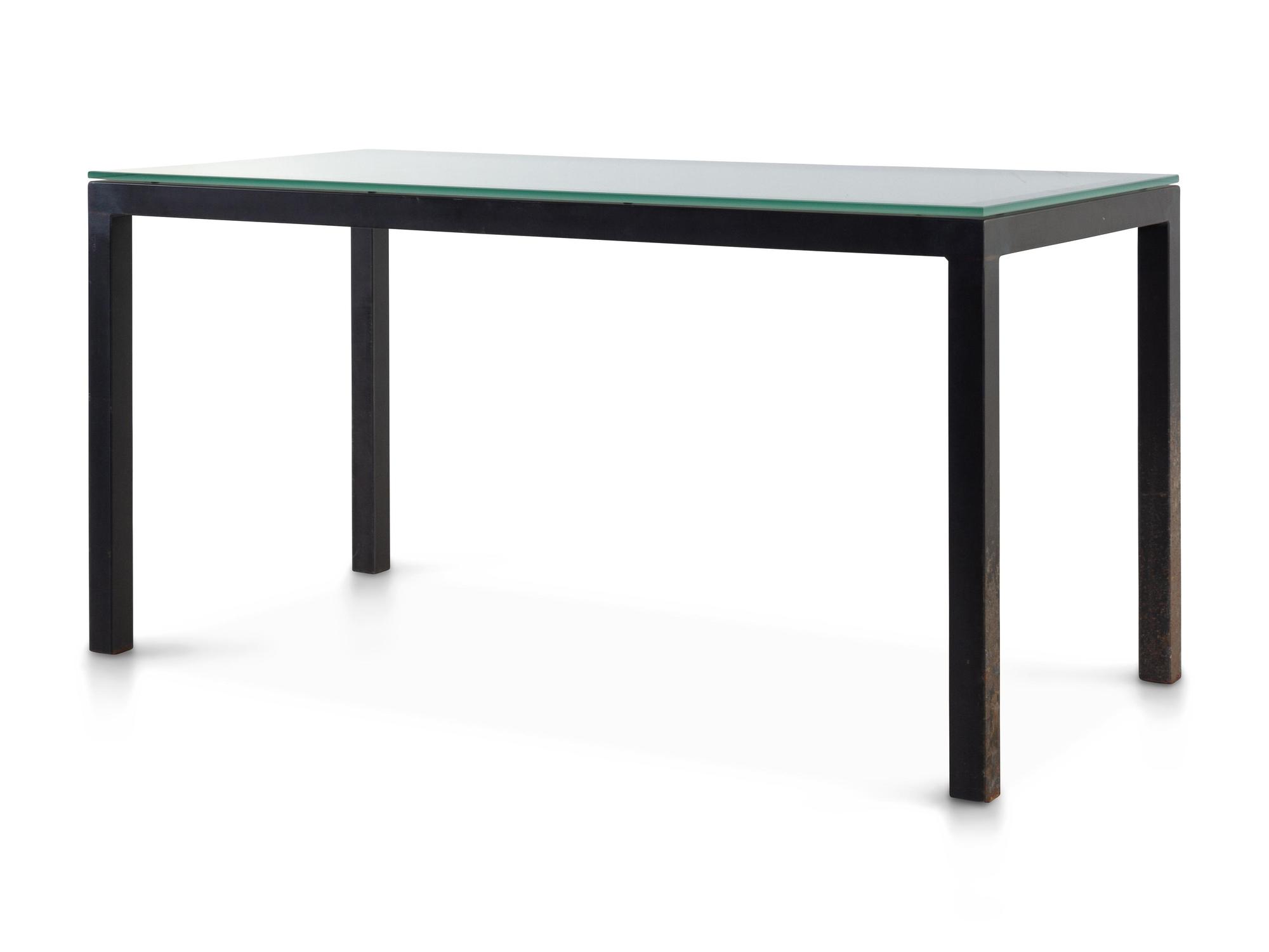 A Contemporary Glass-Top Metal Desk
