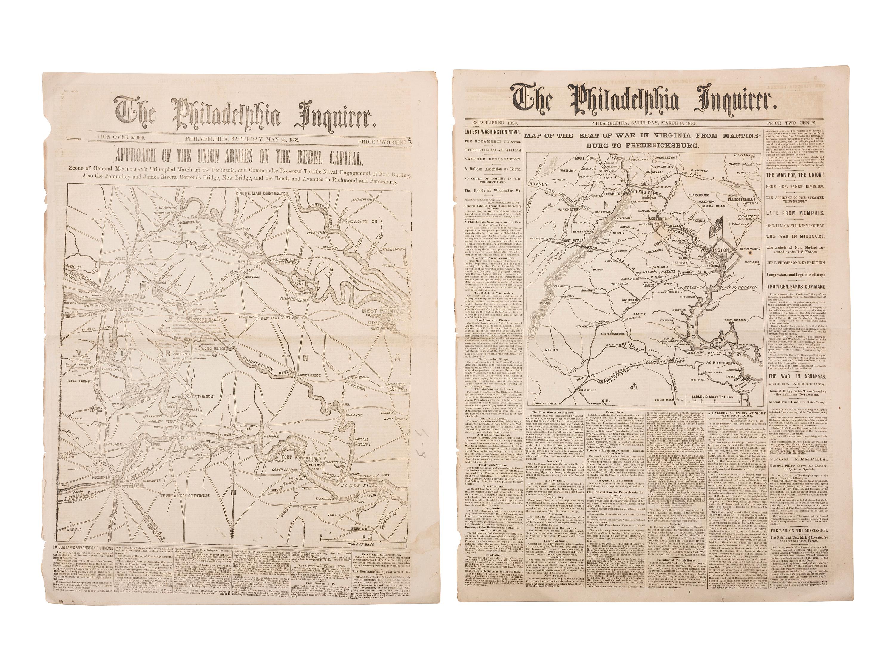[CIVIL WAR]. 100+ issues of the Philadelphia Inquirer, New York Herald, and New York Tribune.