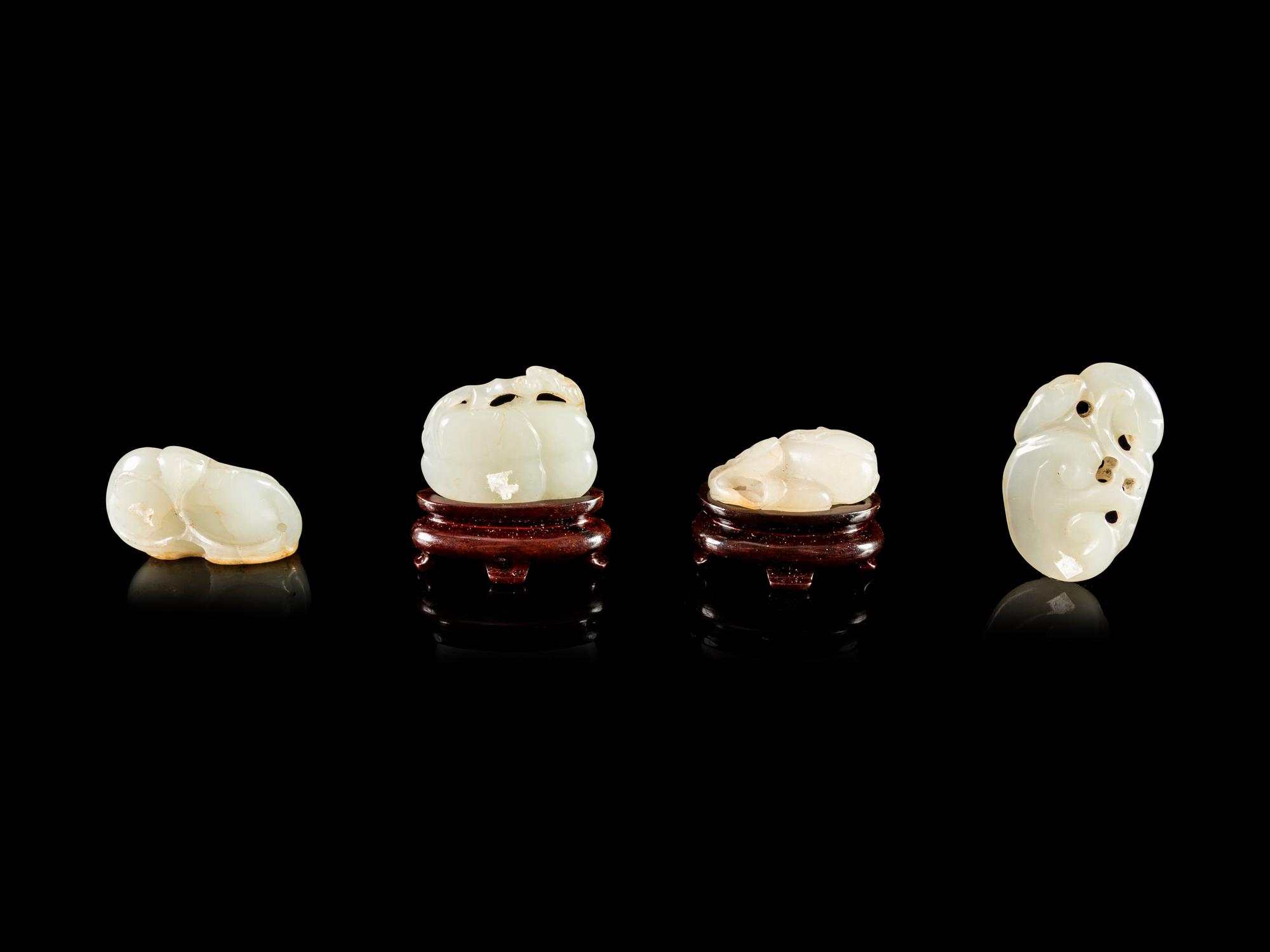Four Pale Celadon Jade Carvings