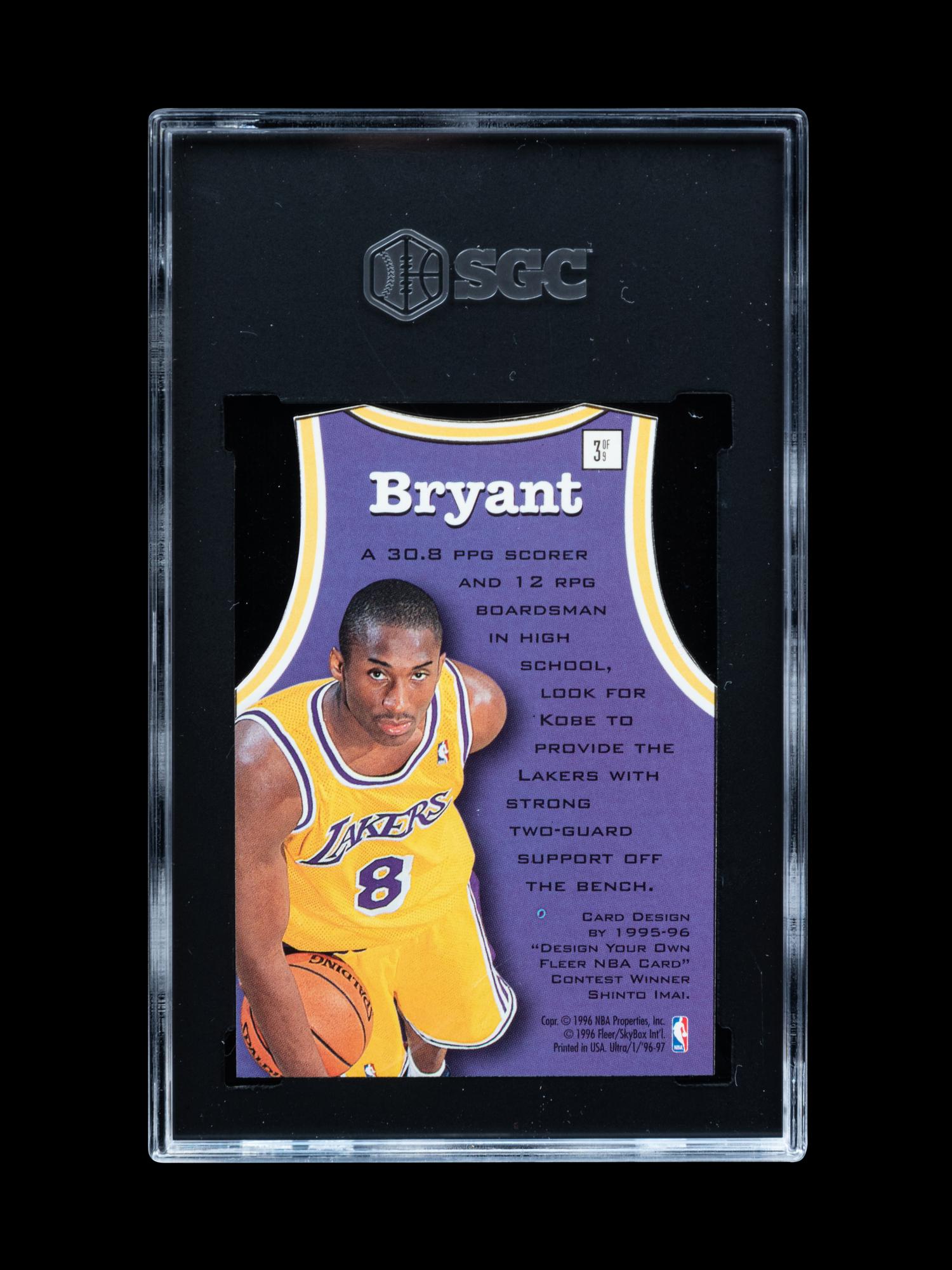 A 1996-97 Fleer Ultra Fresh Faces Kobe Bryant Rookie Basketball Card No. 3 (SGC 9.5 MINT+)