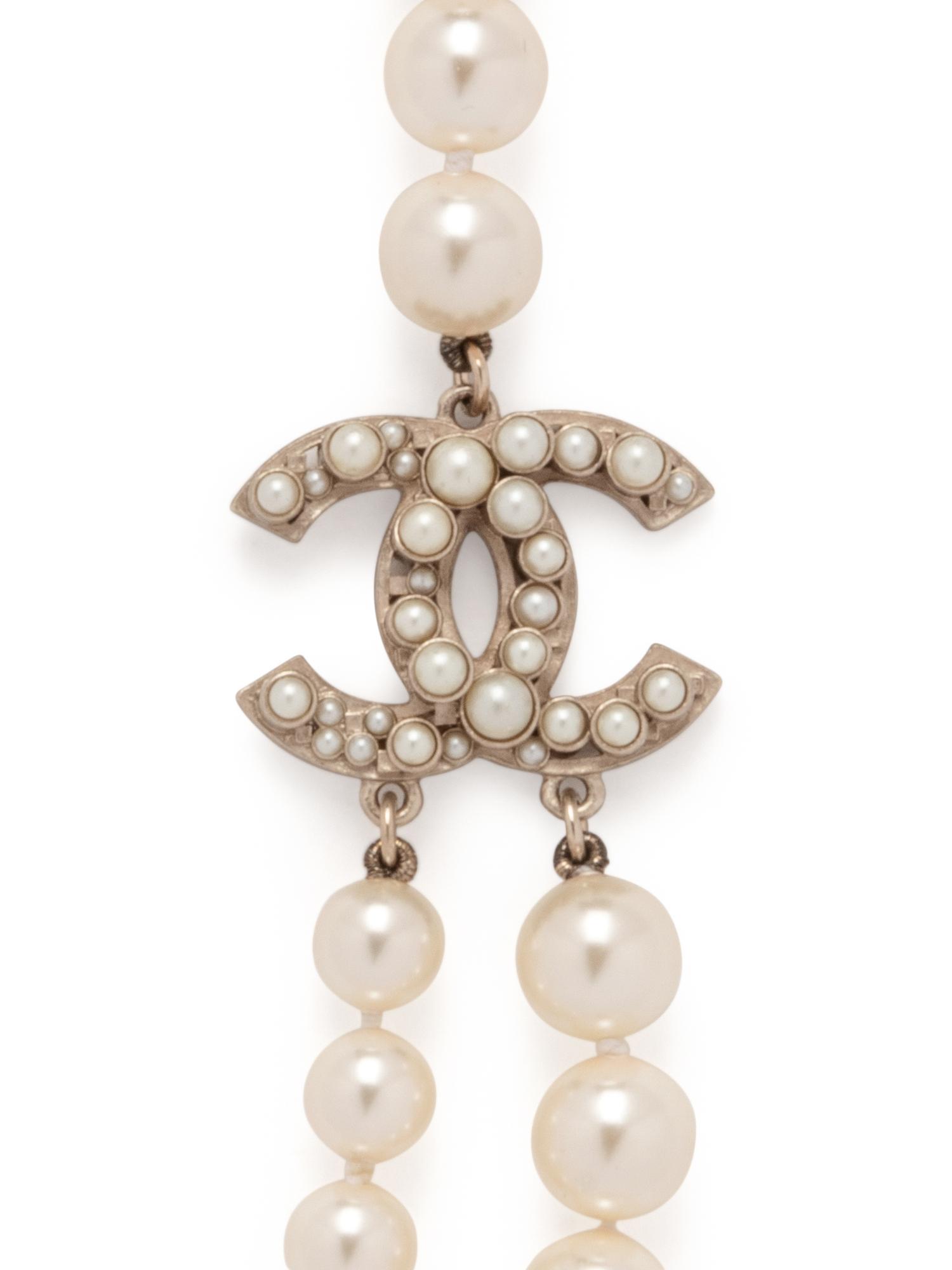 Chanel Graduated Faux Pearl Necklace with CC Logo, 2014