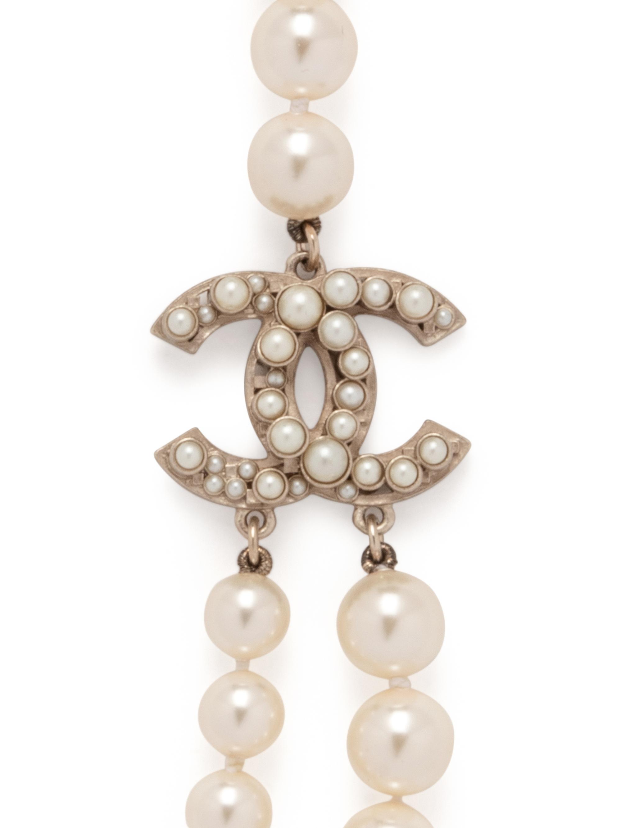 Chanel Graduated Faux Pearl Necklace with CC Logo, 2014