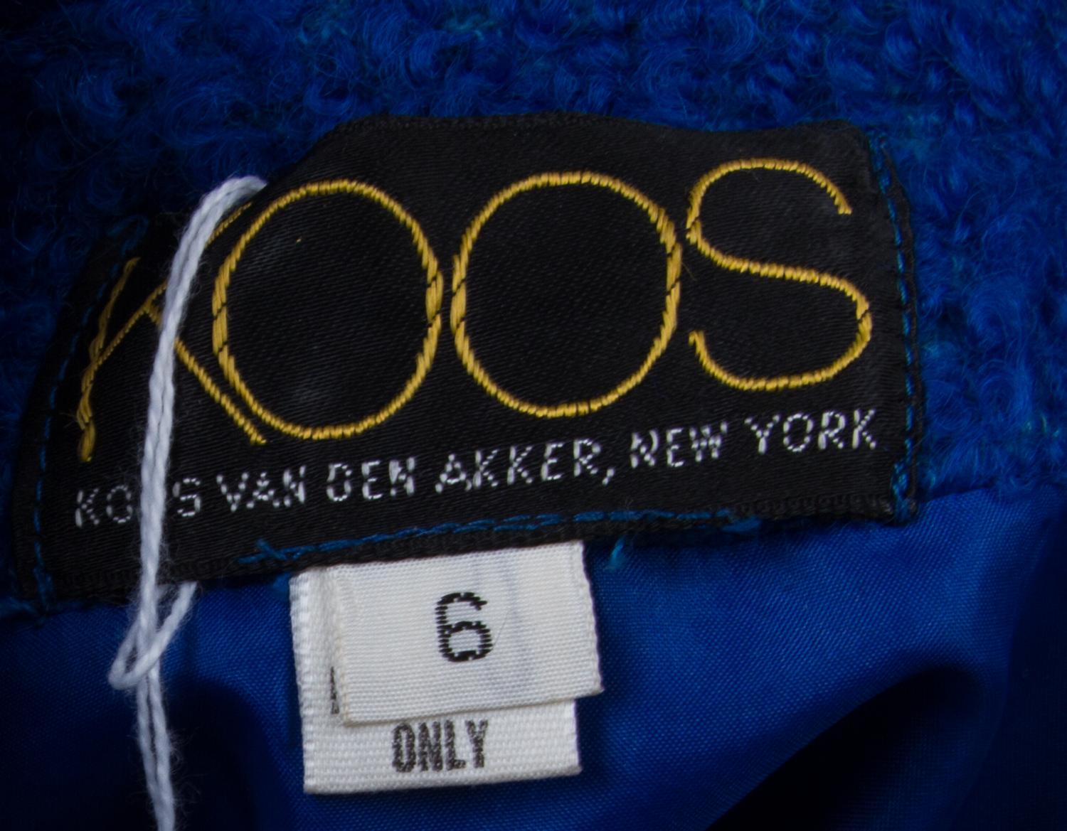 A Koos Van Den Akker Blue Wool Coat, Size 6.