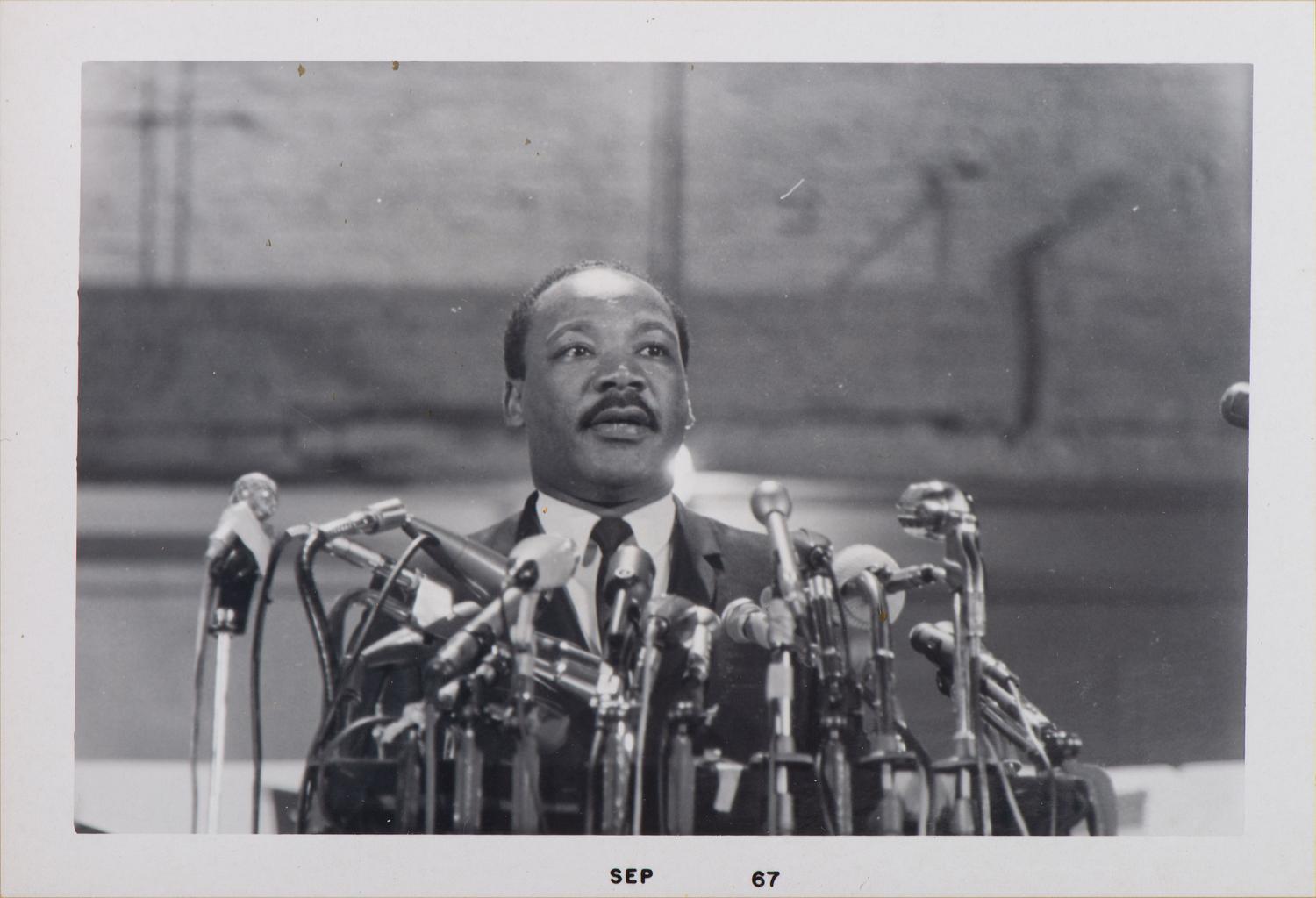 [KING, Martin Luther, Jr. (1929-1968)] - [CIVIL RIGHTS]. Photograph album documenting the National Conference for New Politics, Chicago, IL, 31 August-4 September 1967. Highlighted by 5 photographs of Dr. Martin Luther King, Jr.
