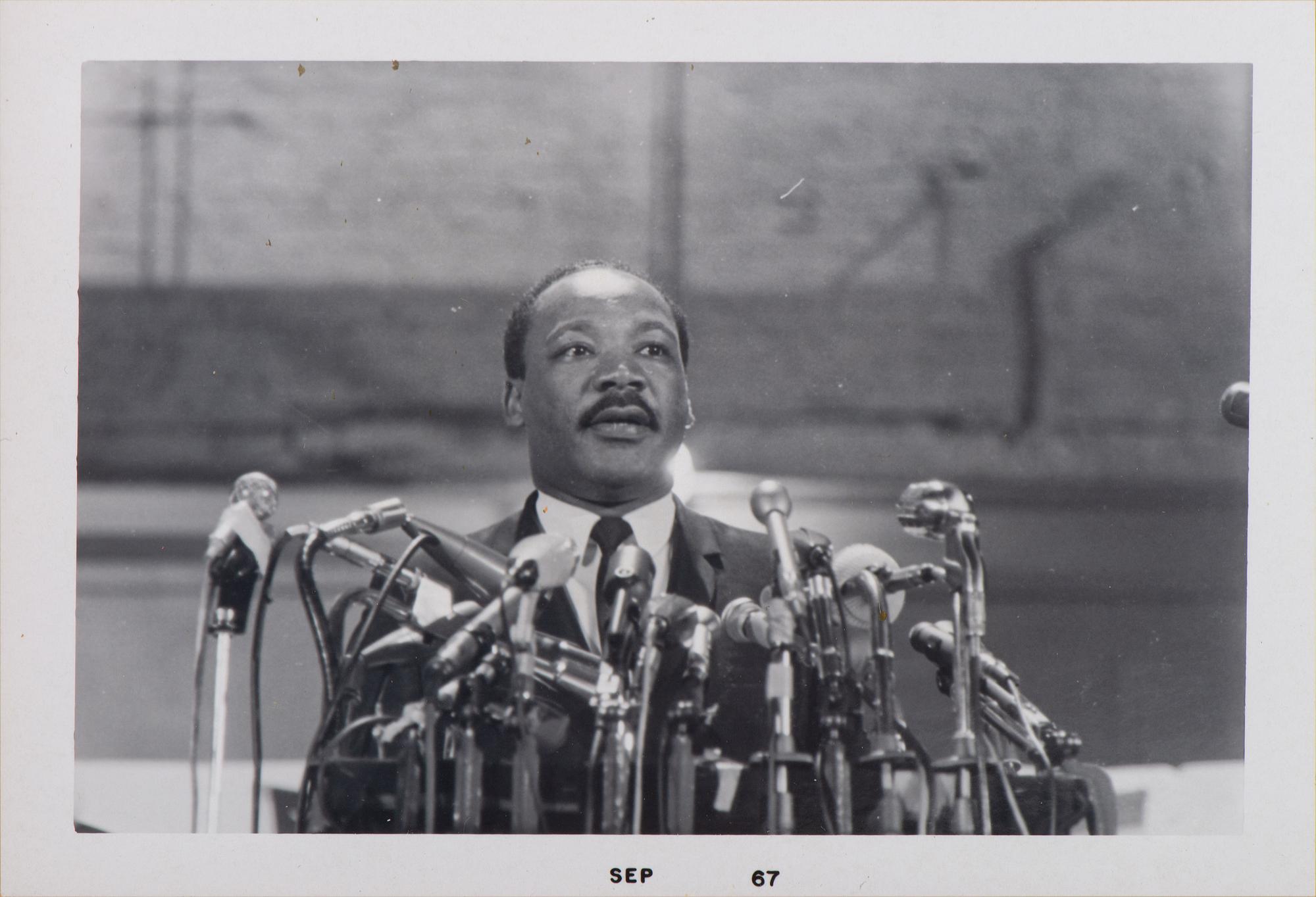 [KING, Martin Luther, Jr. (1929-1968)] - [CIVIL RIGHTS]. Photograph album documenting the National Conference for New Politics, Chicago, IL, 31 August-4 September 1967. Highlighted by 5 photographs of Dr. Martin Luther King, Jr.