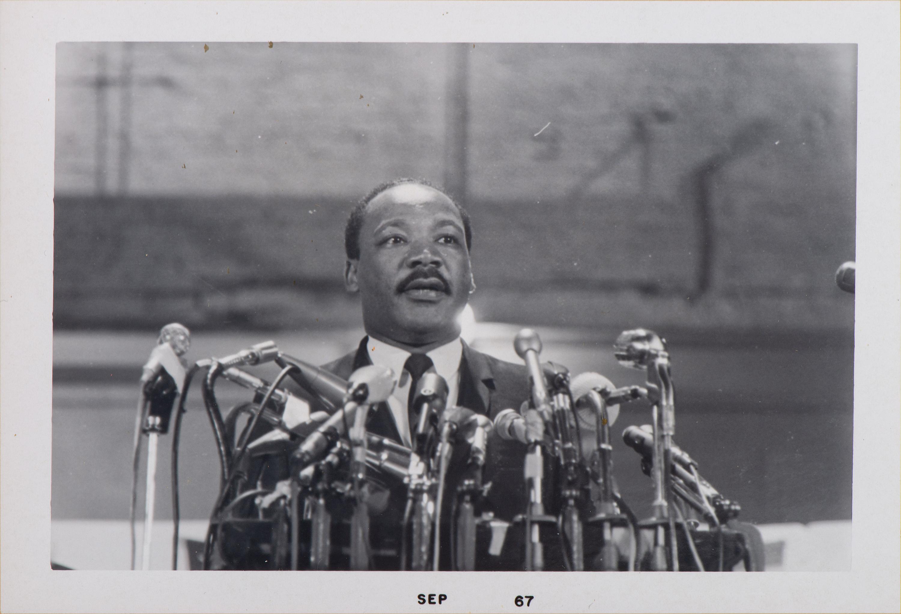 [KING, Martin Luther, Jr. (1929-1968)] - [CIVIL RIGHTS]. Photograph album documenting the National Conference for New Politics, Chicago, IL, 31 August-4 September 1967. Highlighted by 5 photographs of Dr. Martin Luther King, Jr.