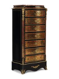 RELEASED TO OWNER -- A Napoleon III Style Boulle Marquetry and Marble-Top Secrétaire à Abbatant