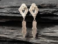 Navajo Sterling Silver and Coral Cuff Bracelets and Post Earrings