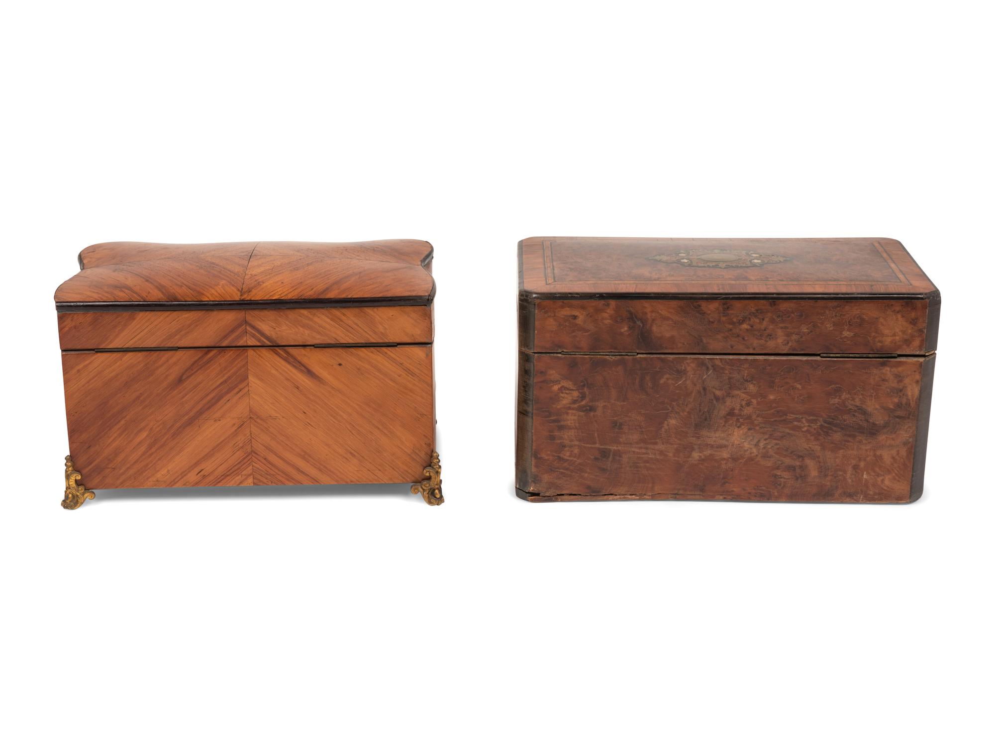 Two Napoleon III Gilt Metal Mounted Table Caskets
