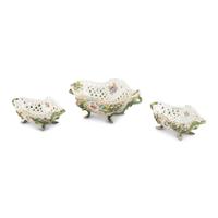 A Meissen Porcelain Three-Piece Basket Garniture
