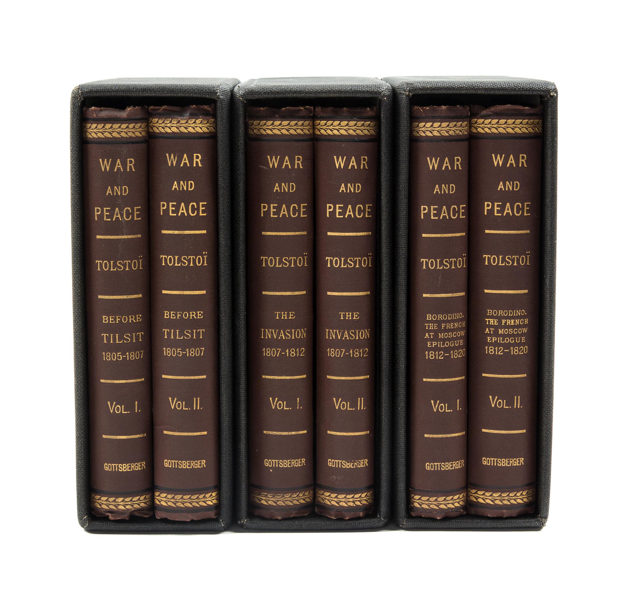 TOLSTOY, LEO. War and Peace. NY, 1886. 6 vols. First edition in English.