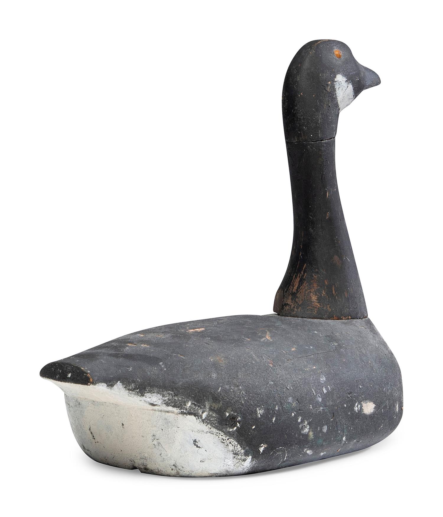 A Carved and Painted Pine Brandt Duck Decoy