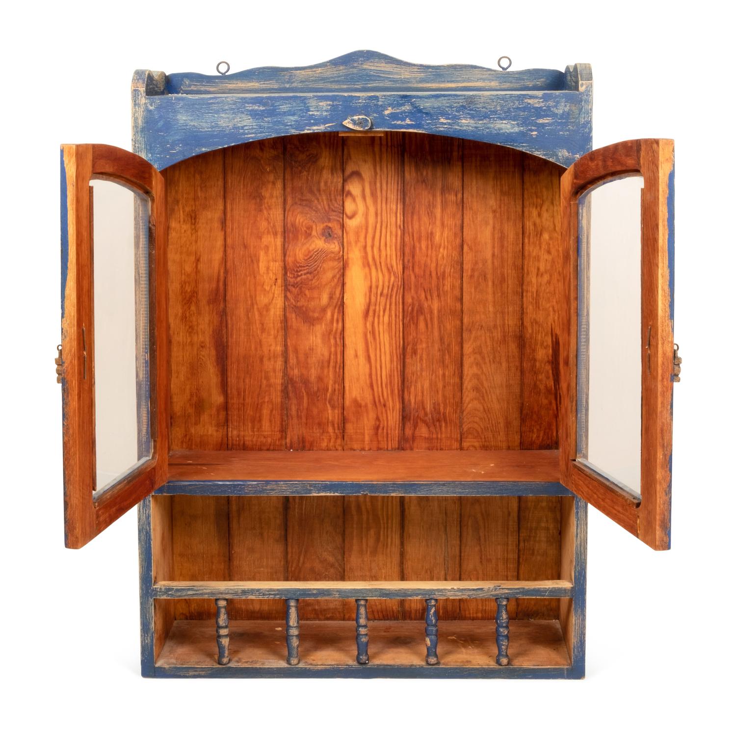 A Rustic Hanging Cabinet in Old Blue Paint