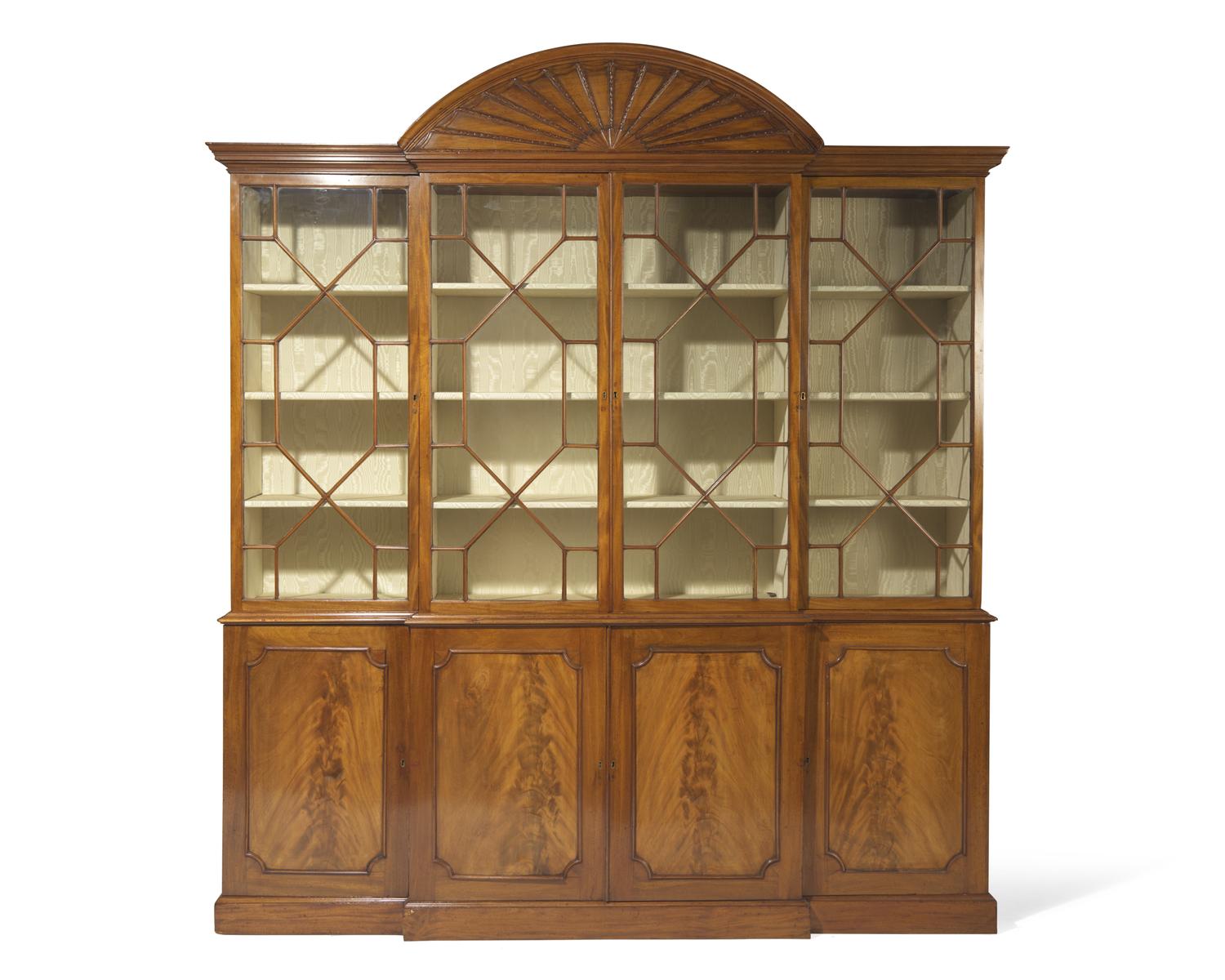 A George III mahogany breakfront bookcase, circa 1790