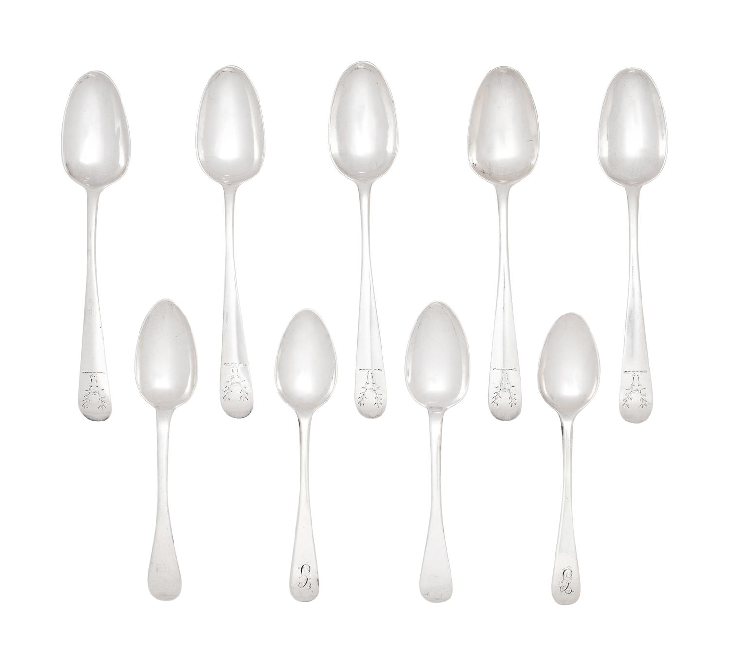 A Group of Eighteen English and Irish Silver Teaspoons