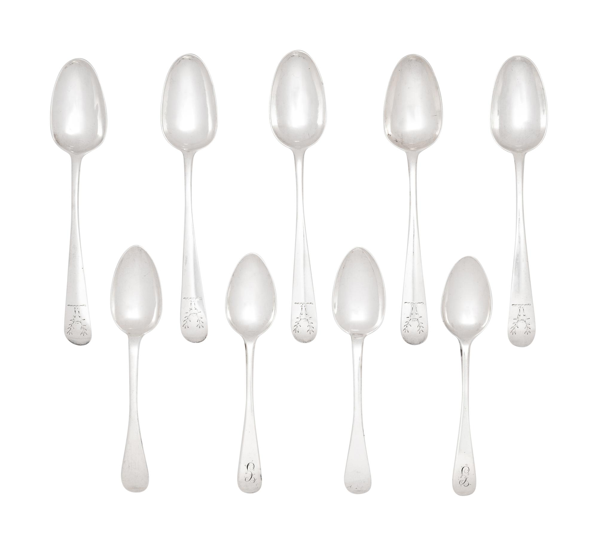 A Group of Eighteen English and Irish Silver Teaspoons