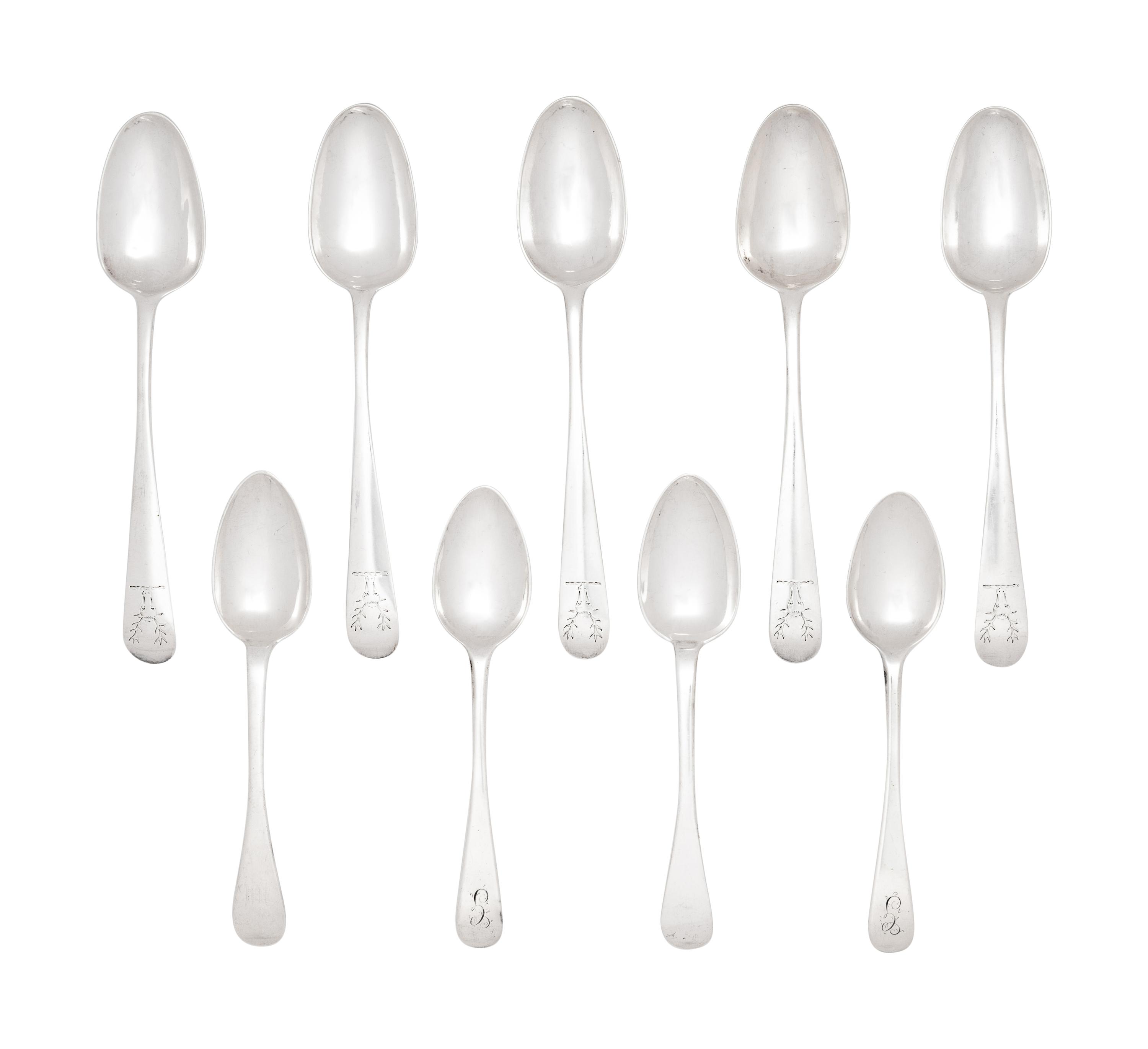 A Group of Eighteen English and Irish Silver Teaspoons