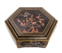 A Black Lacquer Covered Box Diameter 19 3/4 inches.