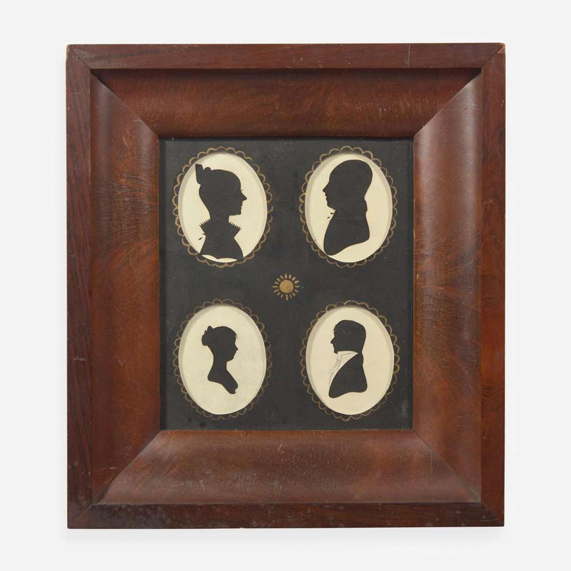 A group of six silhouetted portraits first half 19th century