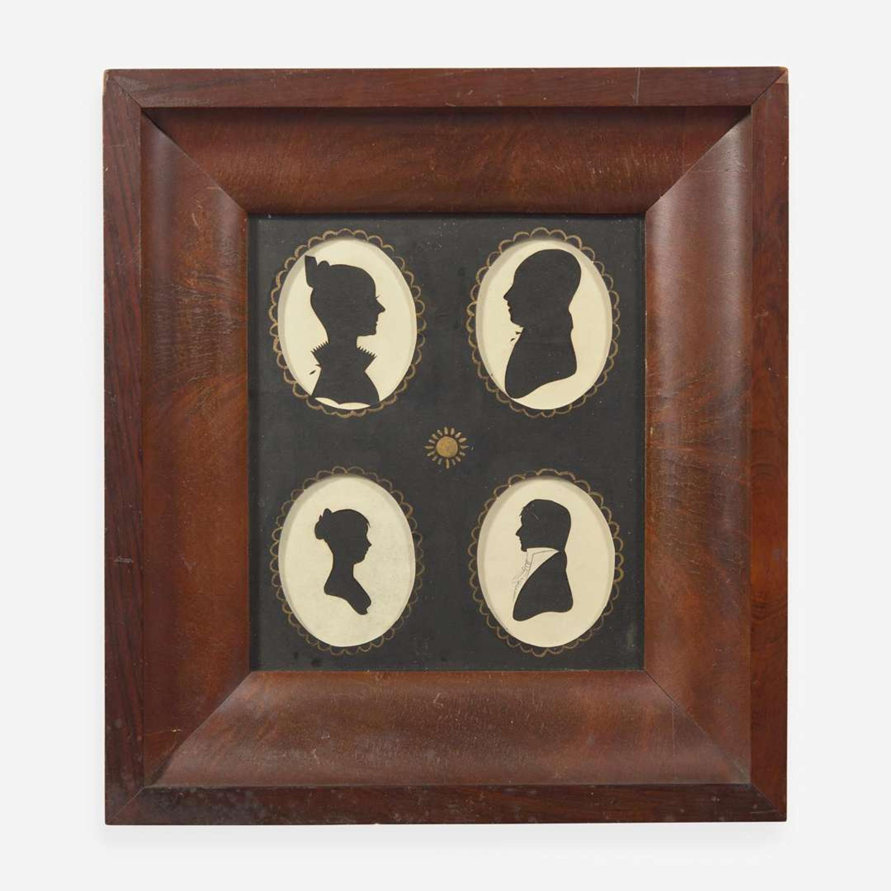 A group of six silhouetted portraits first half 19th century