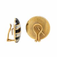 Asch Grossbardt, Onyx, Mother-of-Pearl, and Yellow Gold Earrings