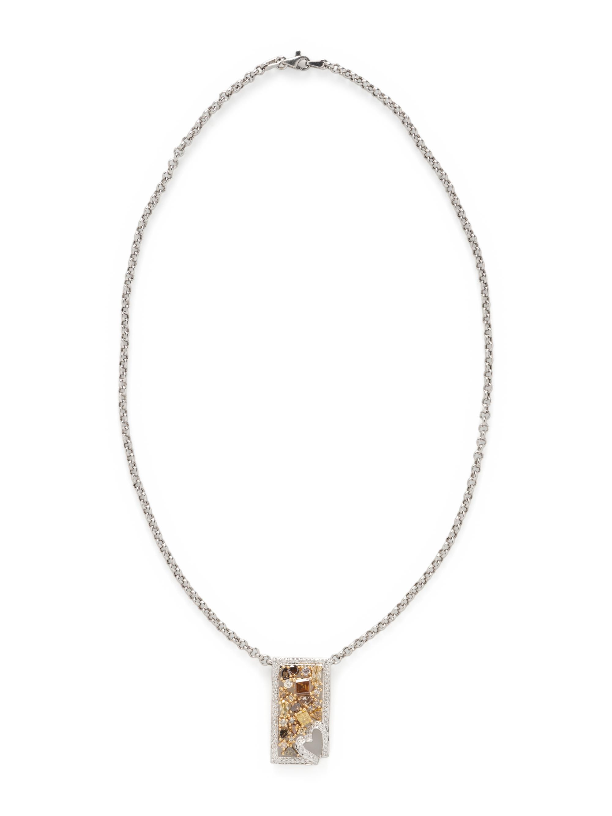 COLORED DIAMOND AND DIAMOND PENDANT NECKLACE