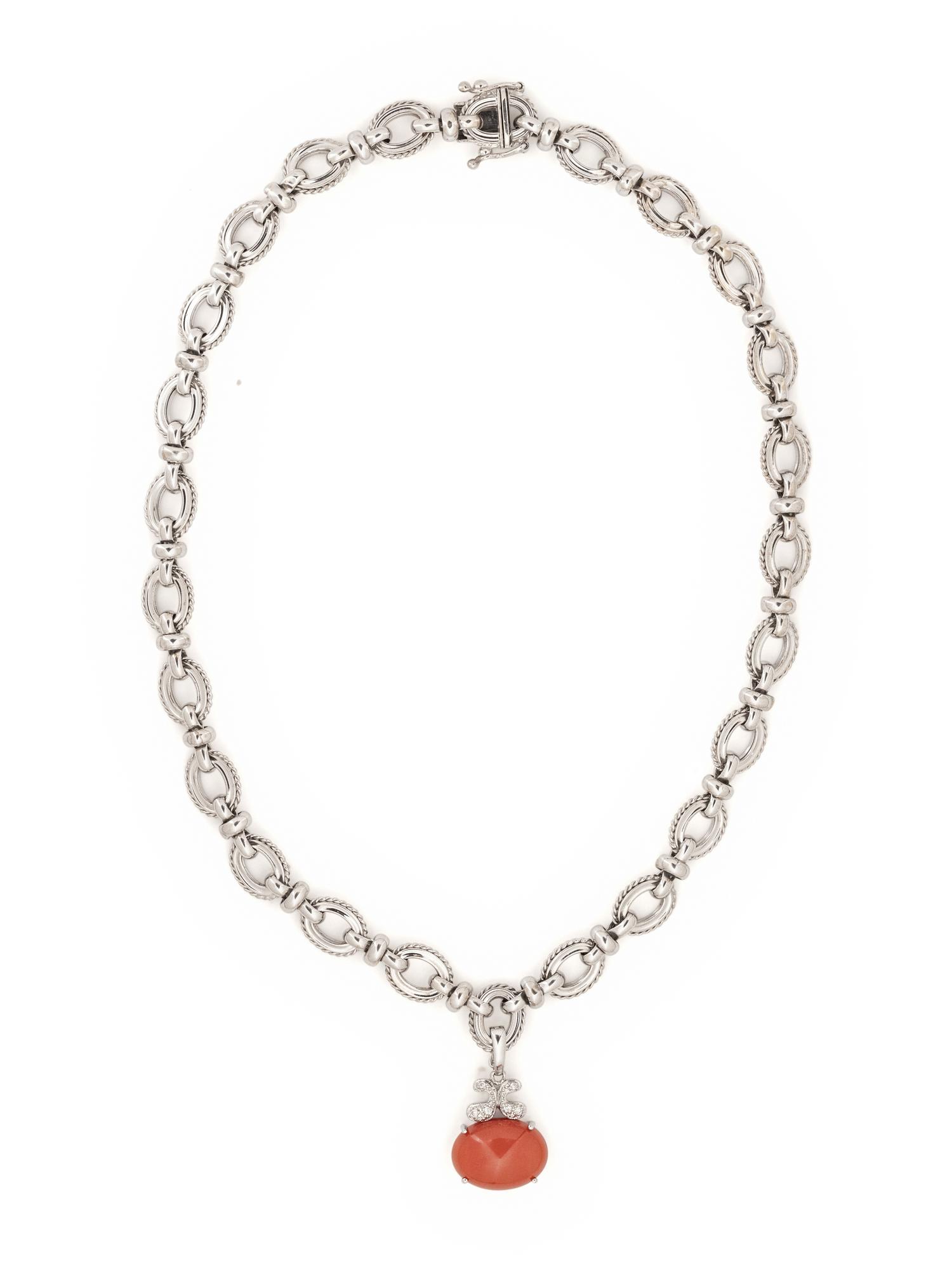 CORAL AND DIAMOND CONVERTIBLE NECKLACE/BRACELET
