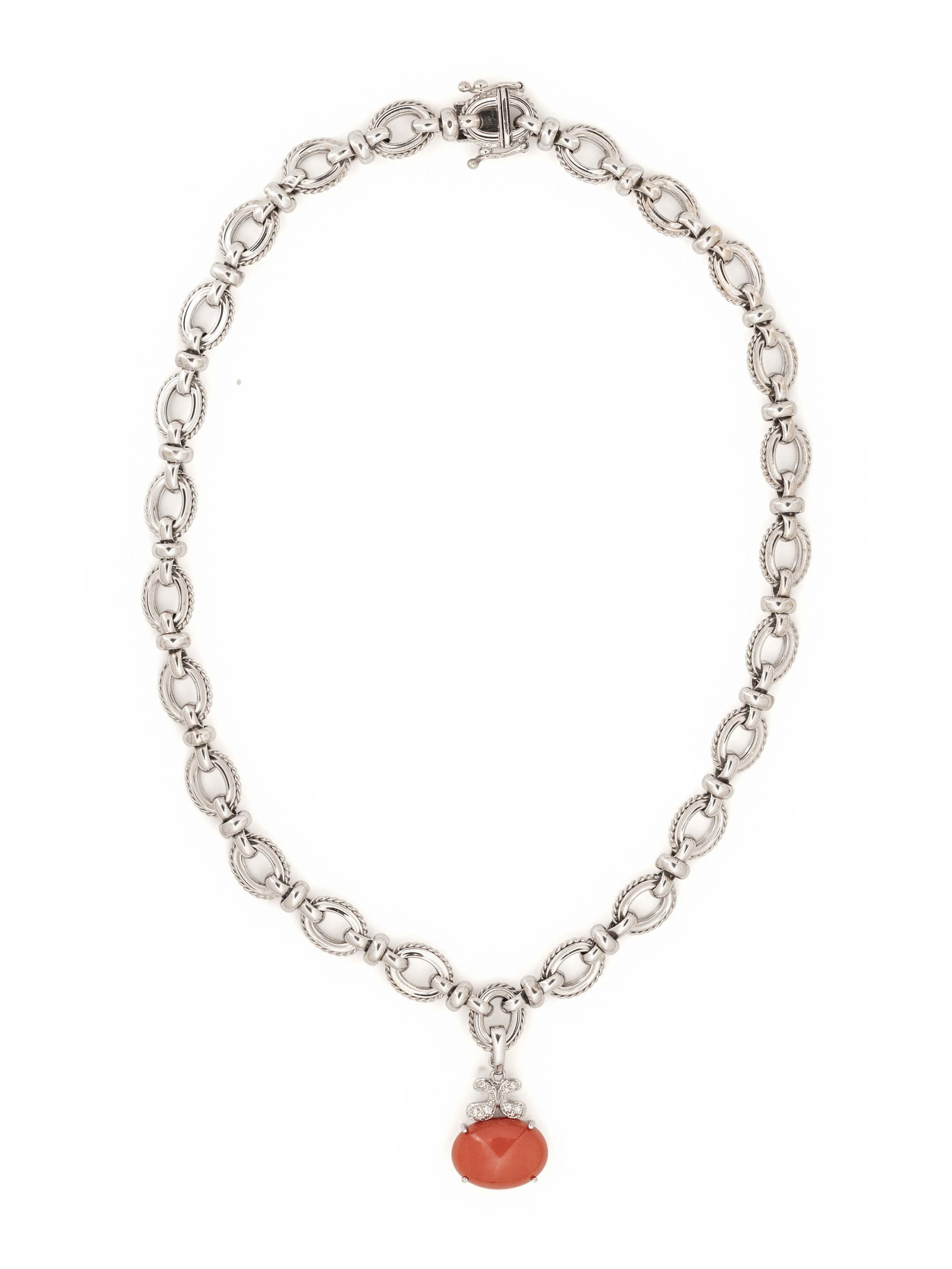 CORAL AND DIAMOND CONVERTIBLE NECKLACE/BRACELET