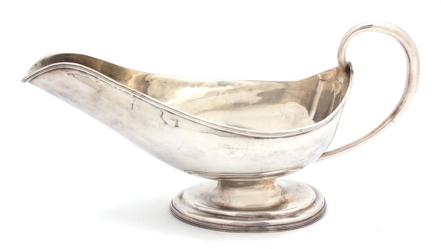 A Large Silver Plate Gravy Boat Length 15 inches. — 19TH CENTURY