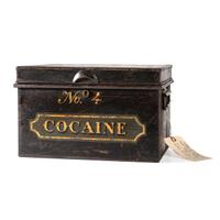 A Painted Tin Cocaine Storage Box