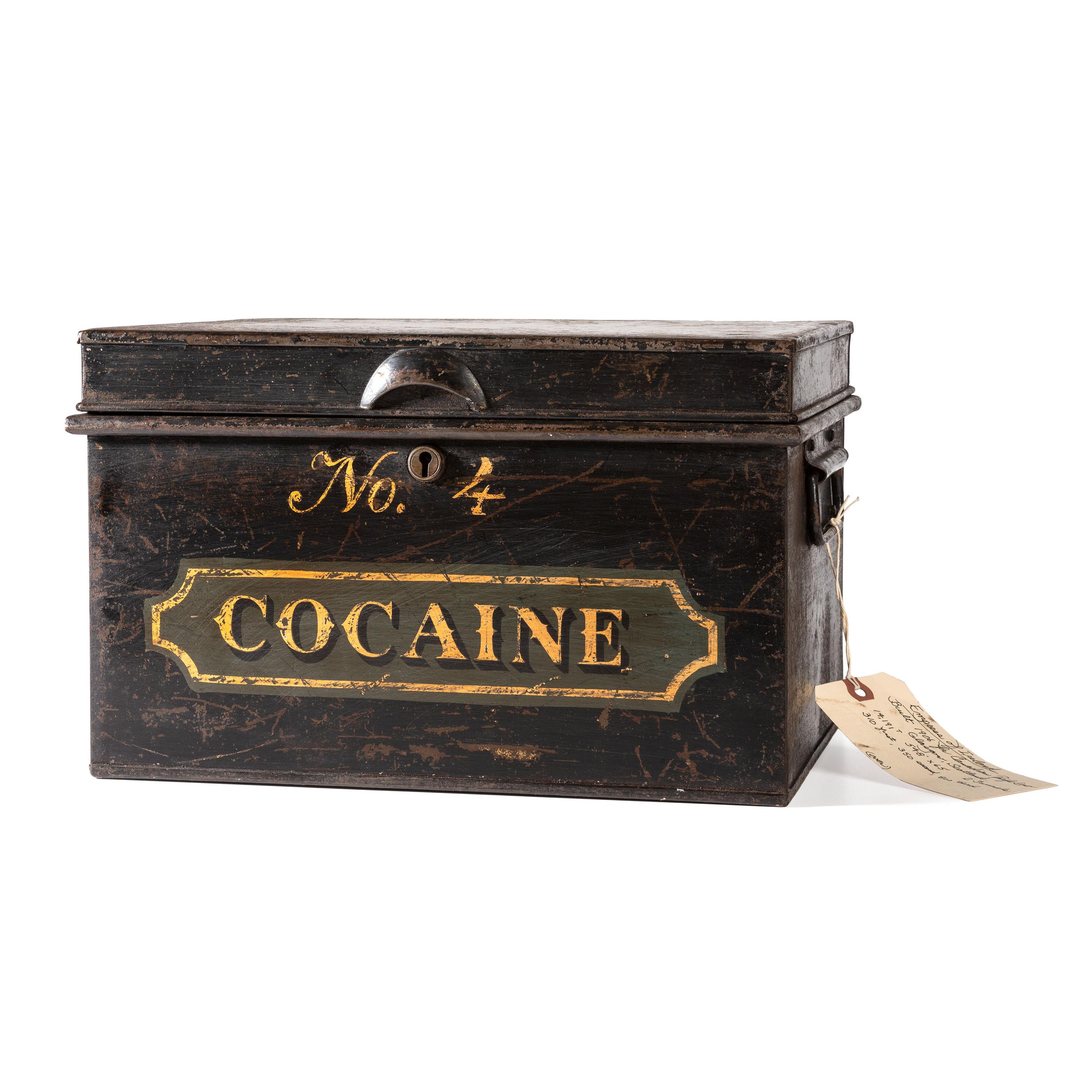 A Painted Tin Cocaine Storage Box