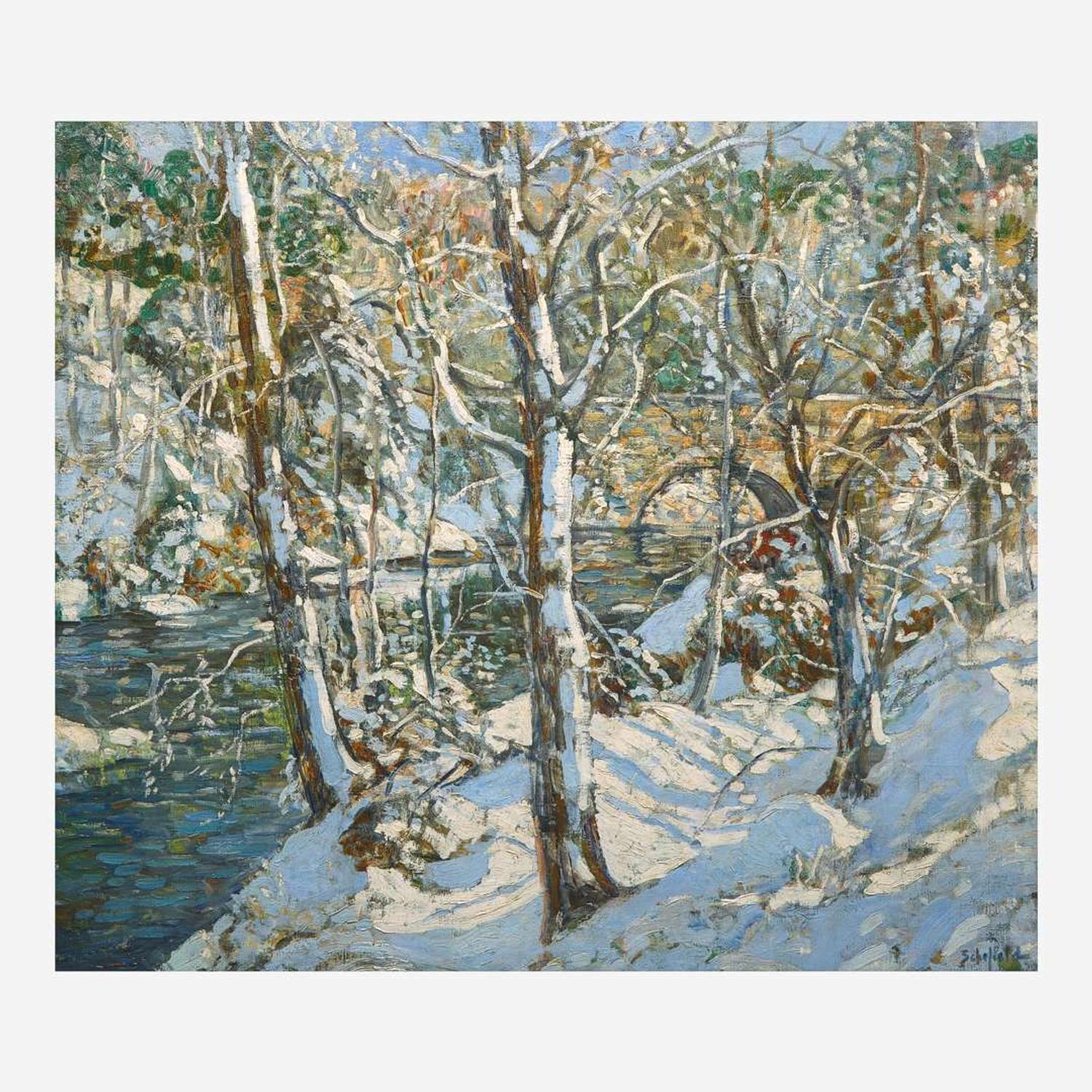Walter Elmer Schofield (American, 1867–1944) Winter in the Park (Blue Skies)
