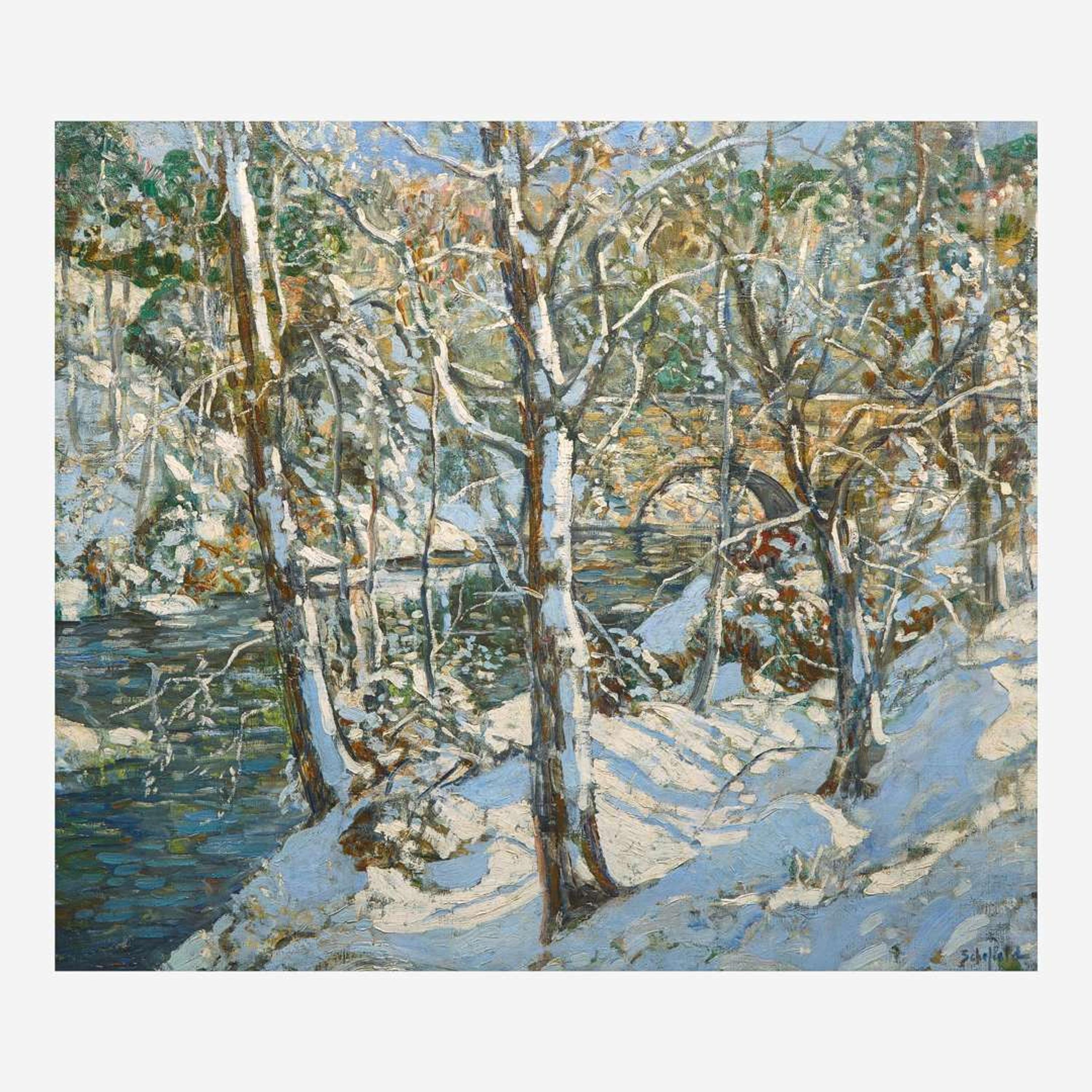 Walter Elmer Schofield (American, 1867–1944) Winter in the Park (Blue Skies)