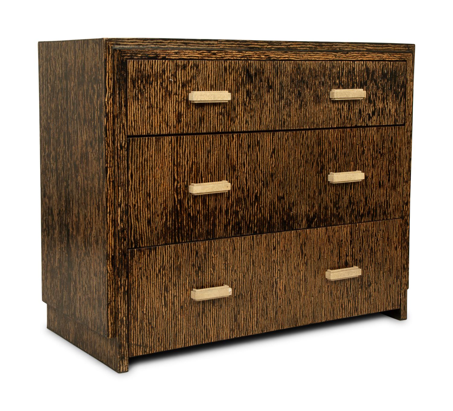 A Contemporary Palmwood-Veneered Chest of Drawers