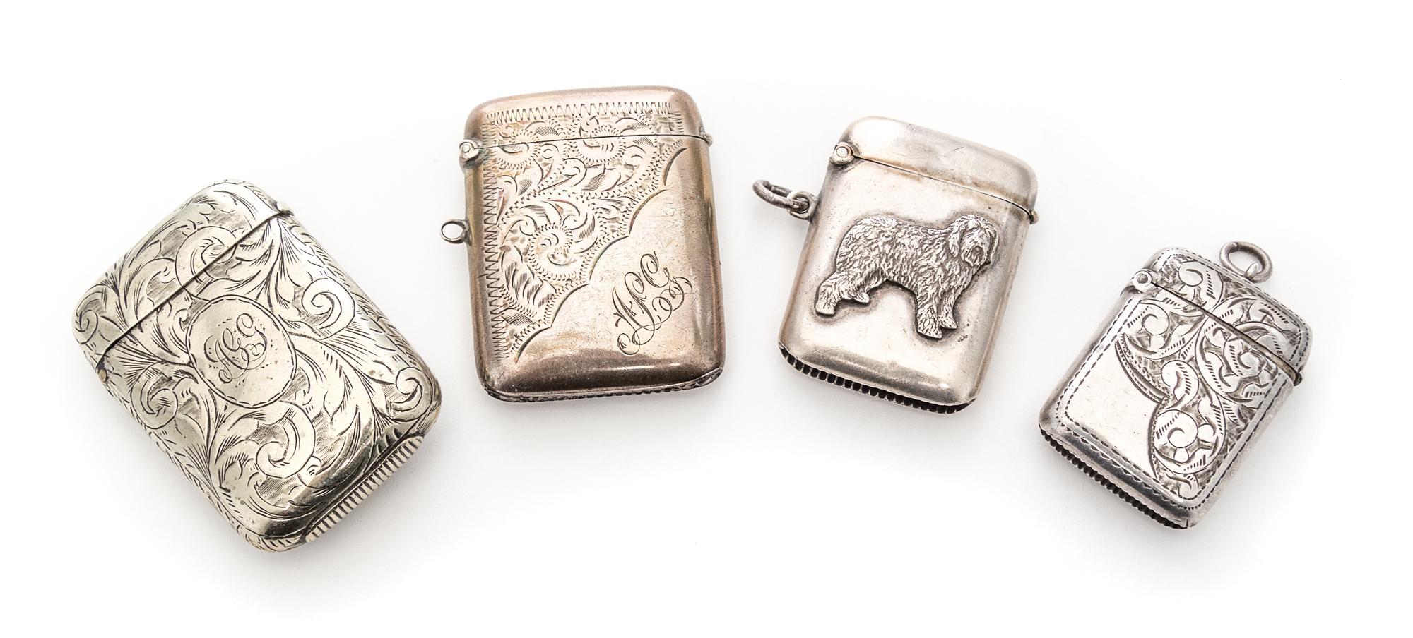 A Collection of Three English Silver Vesta Cases, Various Makers, comprising a Victorian example marked A.G.G, Birmingham; a smaller Vi