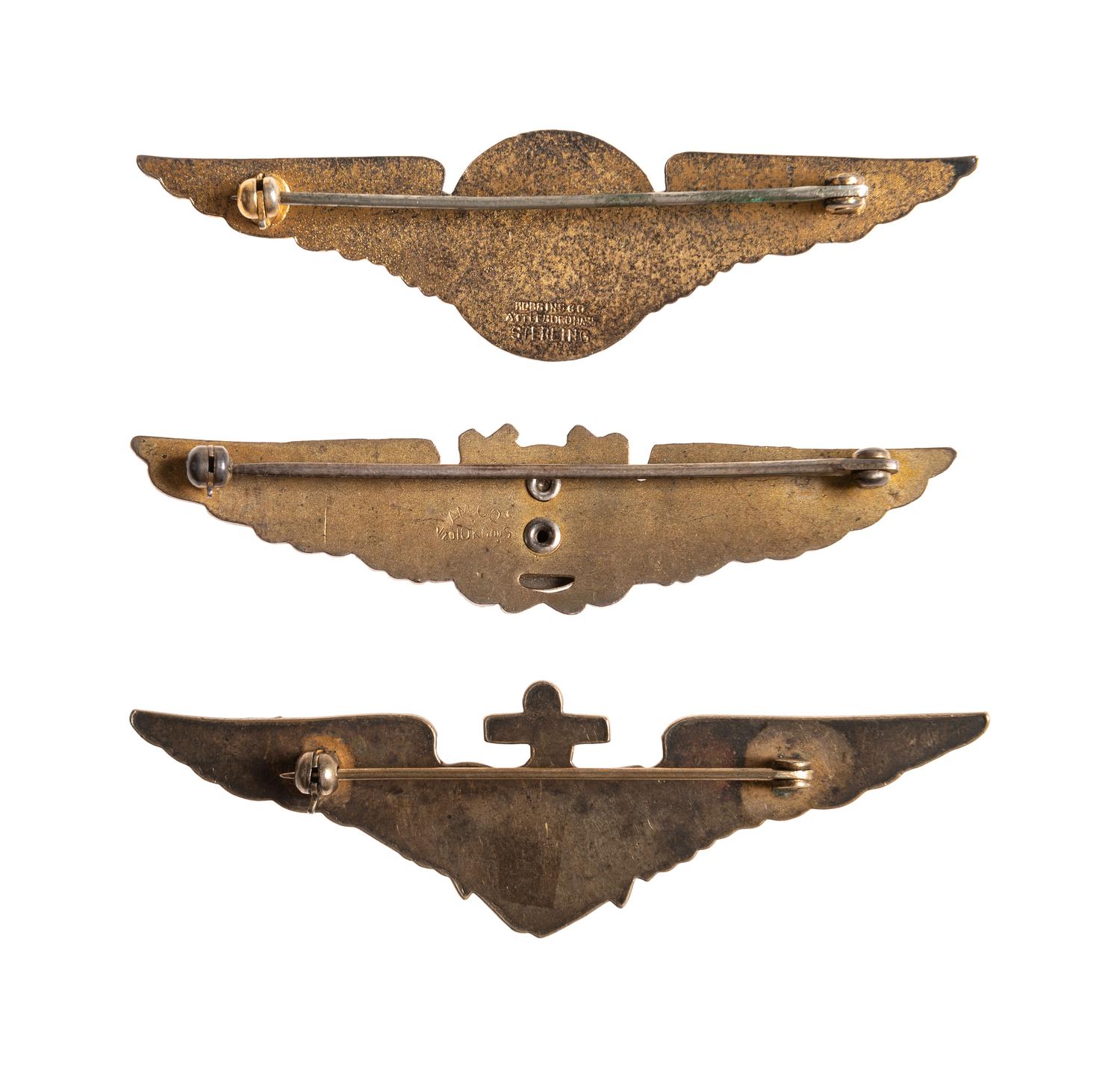 [WORLD WAR I & II]. A group of 6 items, incl. pilots' wings and ring associated with Black Cat Commandos, Pacific Theater.