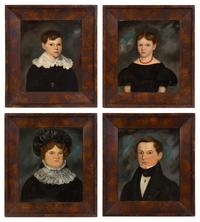 Artist Unknown, (American/British, 19th Century), Portraits of a Mother, Father and Children (four works)
