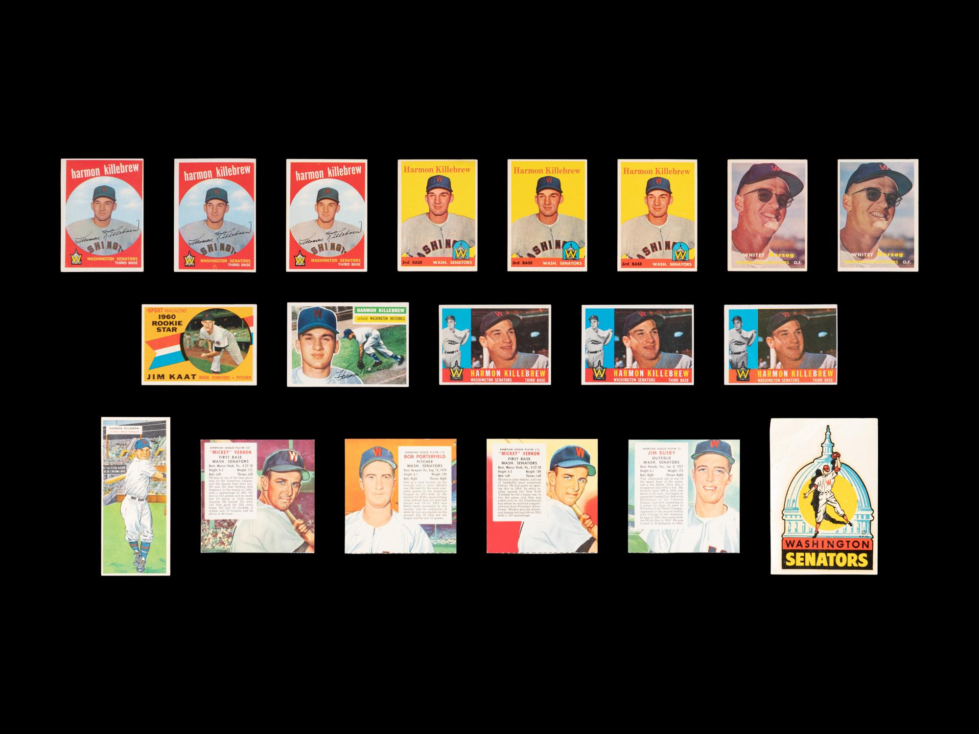 A Group of Over 300 Assorted 1950s-60s Washington Senators Baseball Cards Including Multiple Harmon Killebrew Issues and Hall of Fame Rookies,