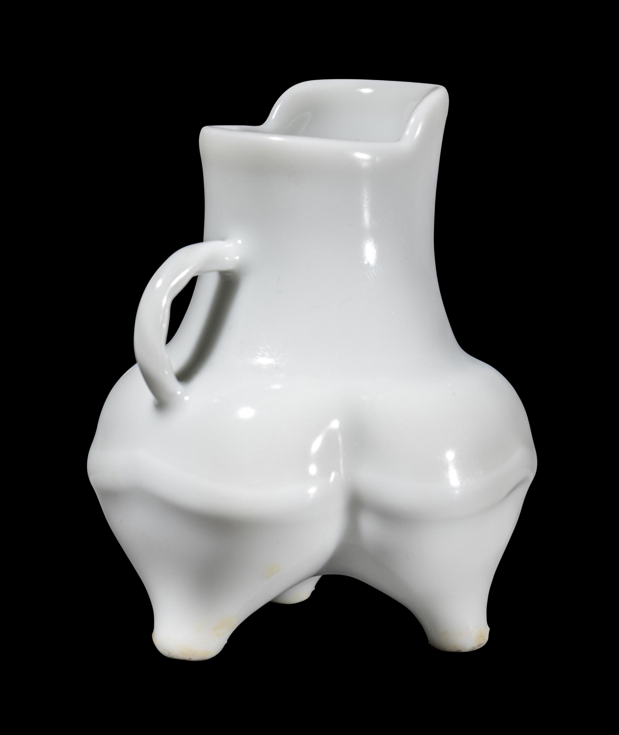 A Miniature Chinese White Glazed Porcelain Li Vessel