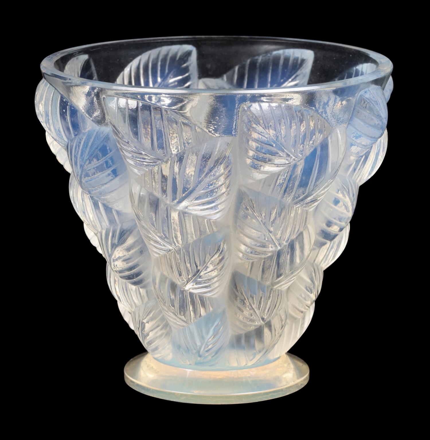 A Lalique Moissac Opalescent Glass Vase