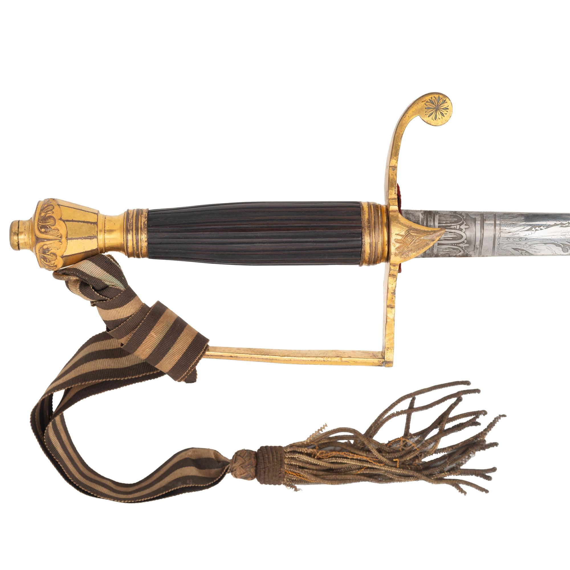 Fine Victorian Gilt Hilt & Etched Blade Court Sword by Charles Webb