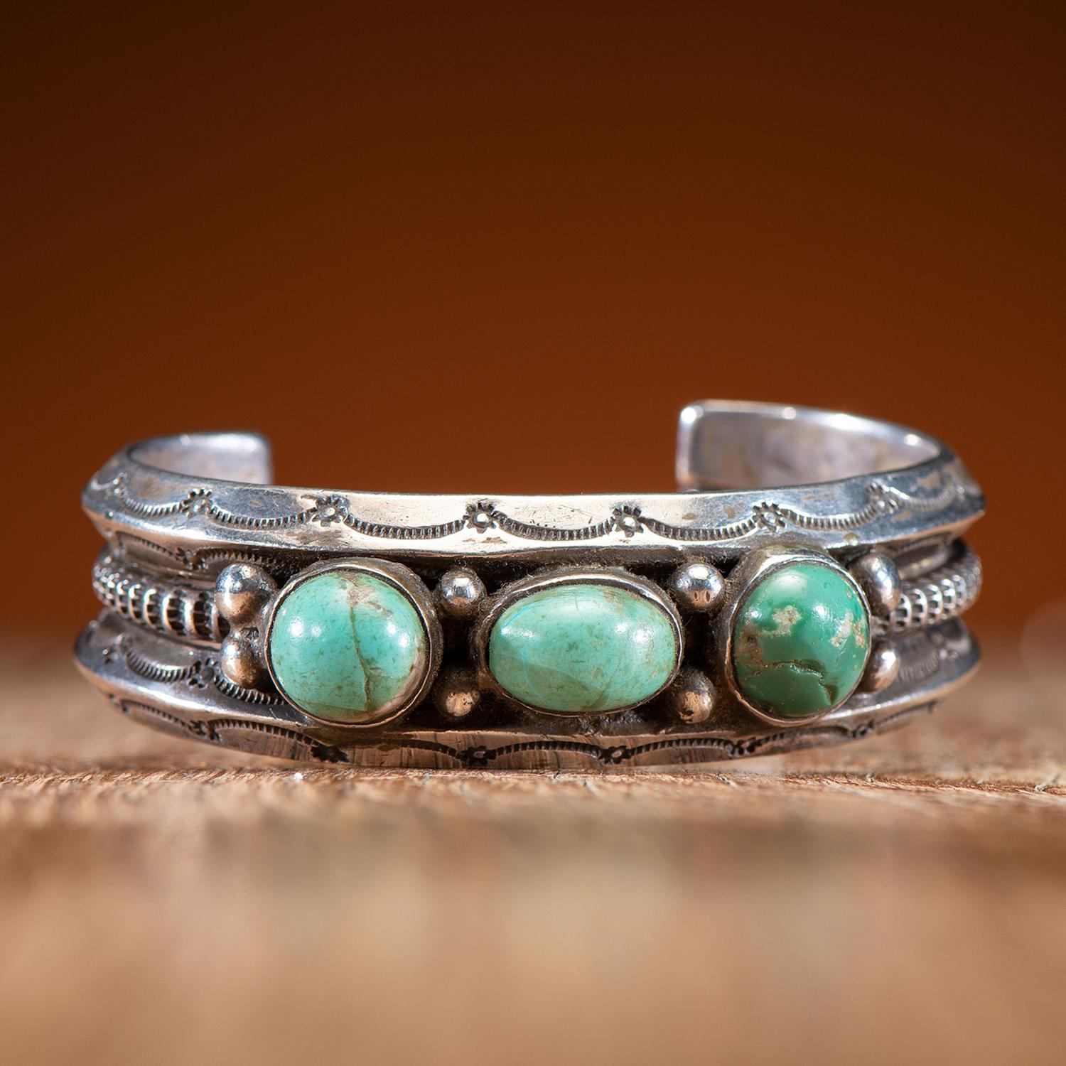 Navajo Silver and Turquoise Cuff Bracelet