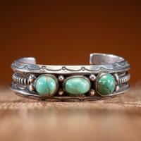 Navajo Silver and Turquoise Cuff Bracelet