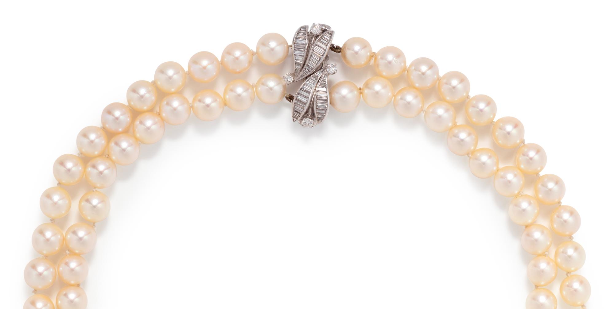 CULTURED PEARL AND DIAMOND NECKLACE