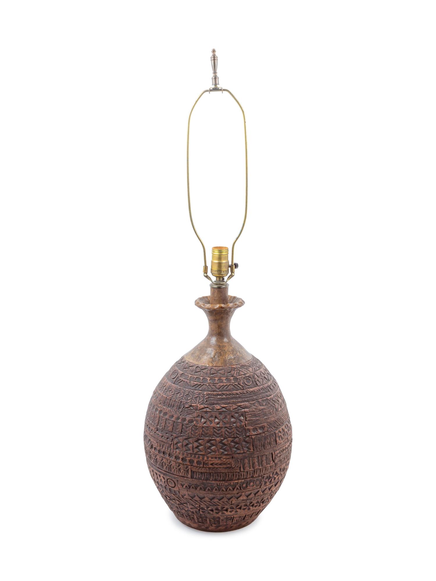 A Glazed Stoneware Table Lamp
