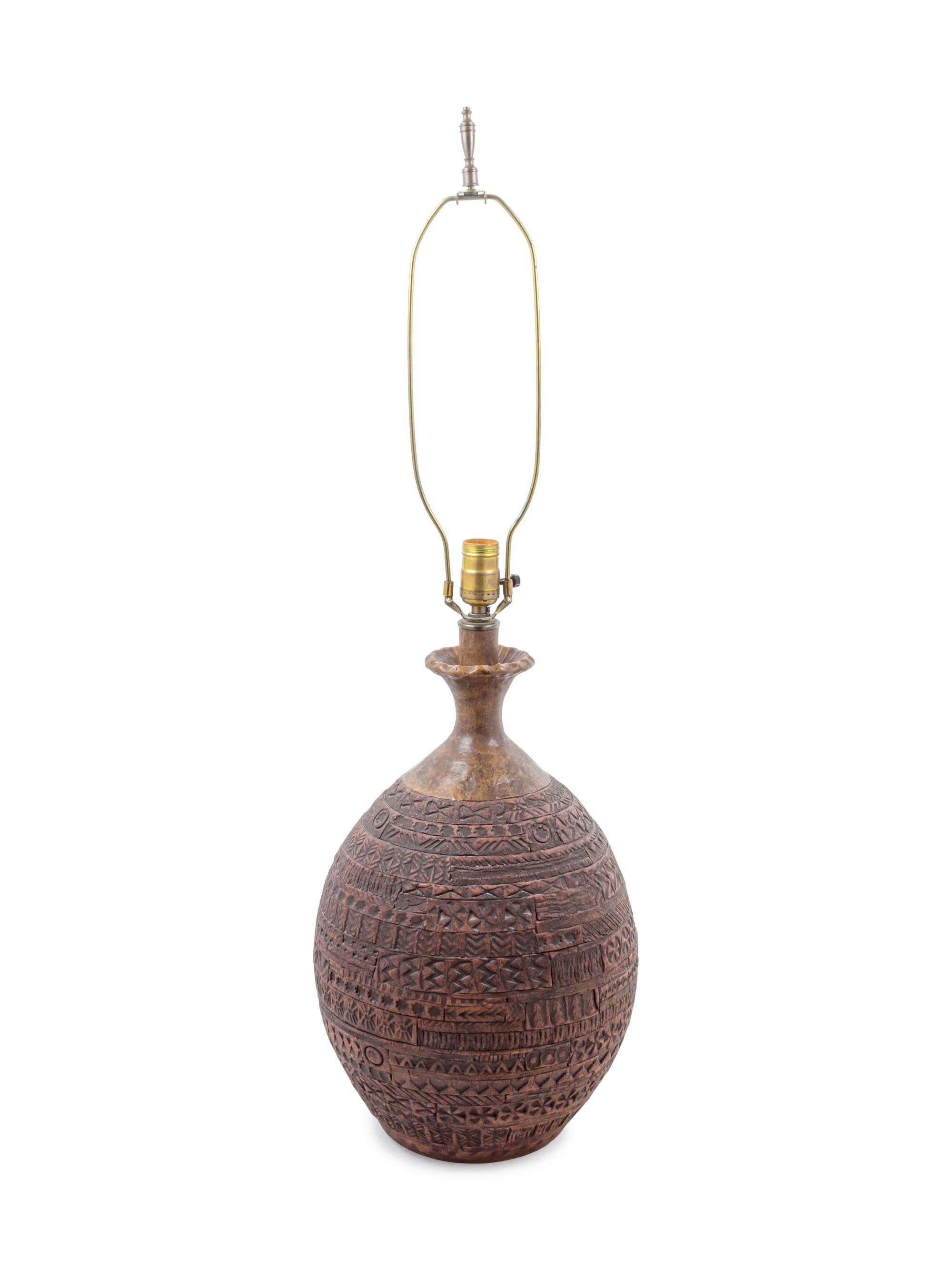 A Glazed Stoneware Table Lamp