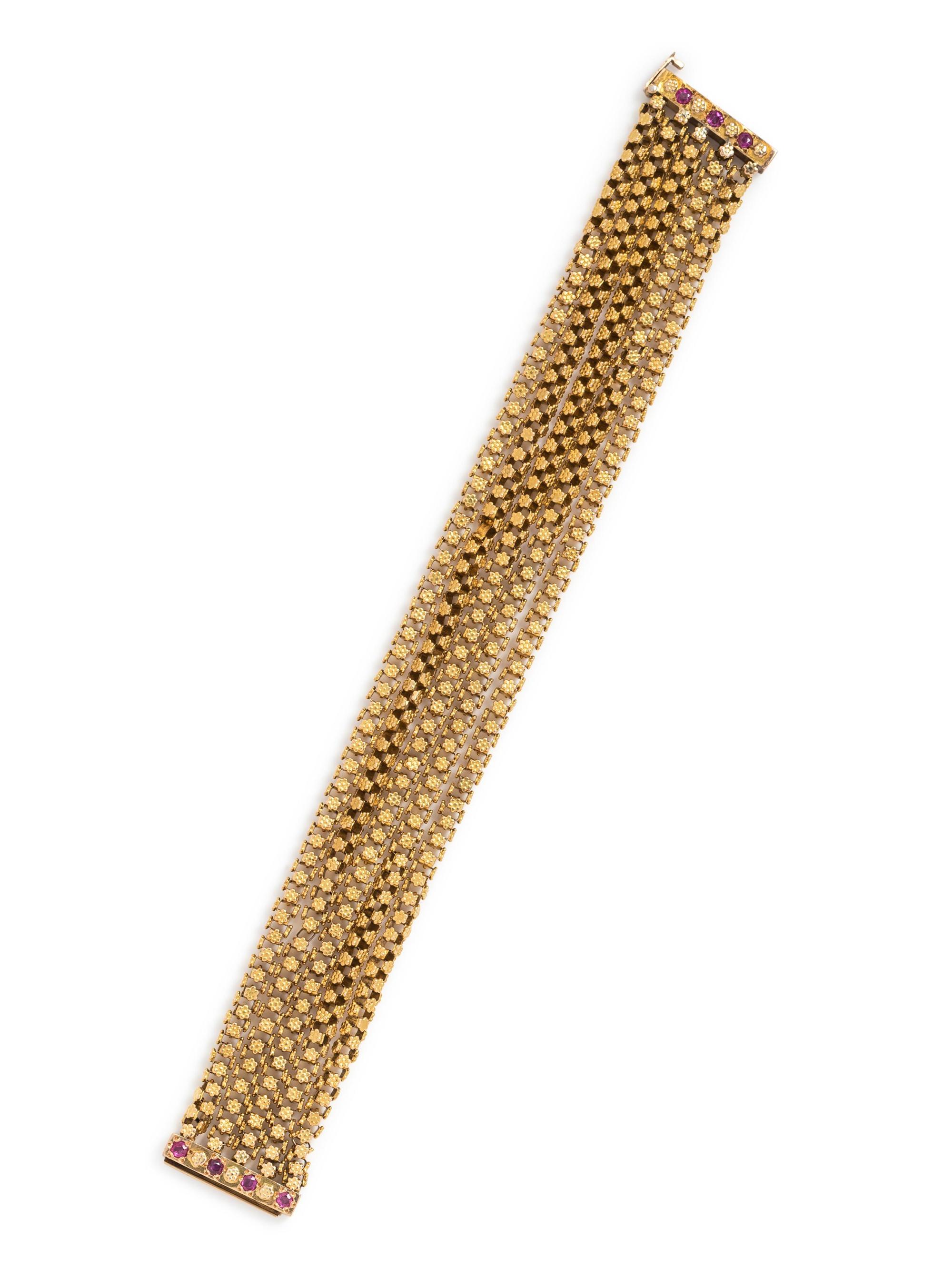 Gold and Ruby Multistrand Bracelet