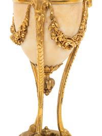 A Pair of Continental Gilt Bronze Mounted Marble Cassolettes